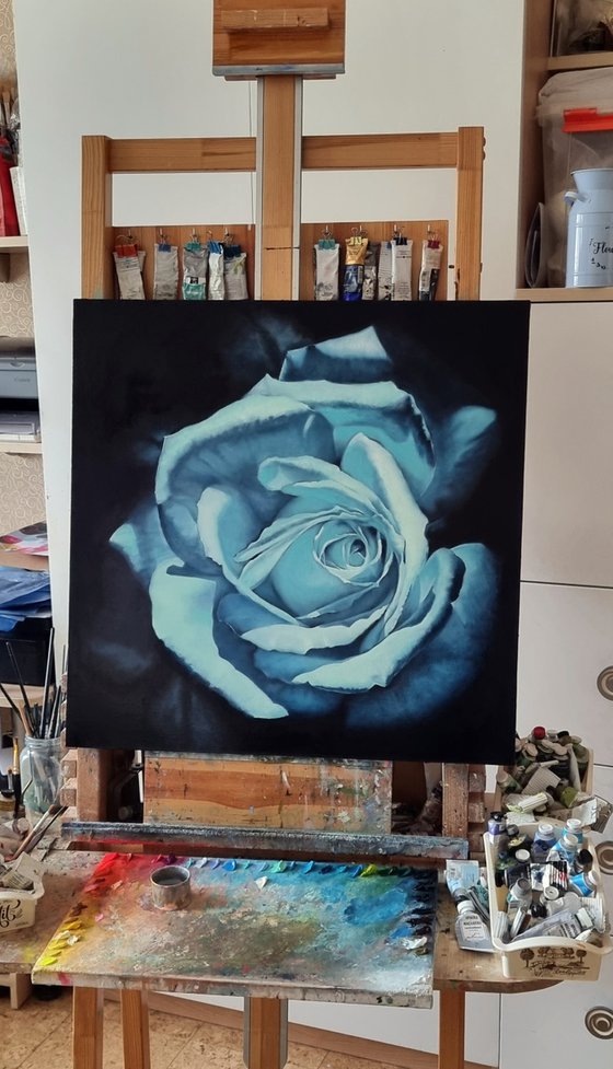 "Night rose.  "  rose flower  liGHt original painting  GIFT (2022)