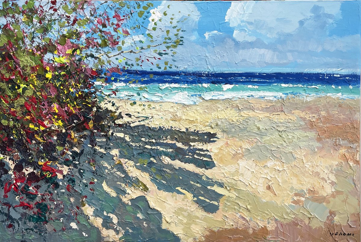 Expressive Landscape Oil Painting By Agostino Veroni, 36 X 24, Coastal Oil Painting - Modern Sea Art, Original Artwork