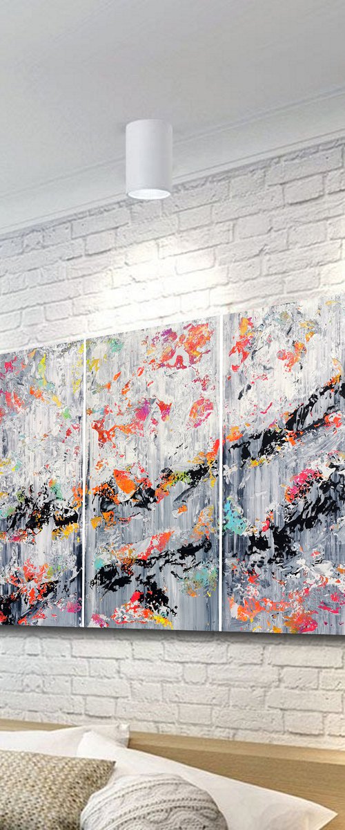 150x100cm. / Abstract triptych / Abstract 2222 by Alex Senchenko