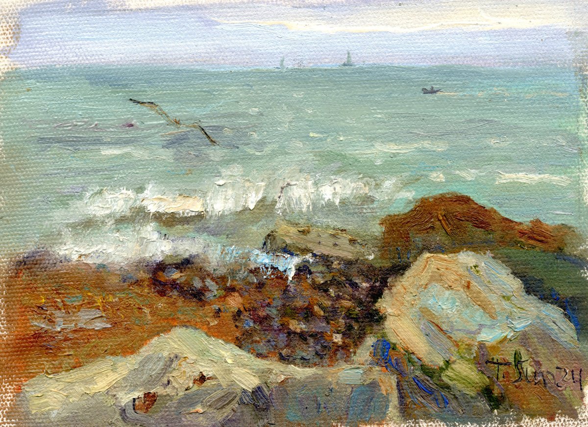 Hove Beach, Summertime By Tanya Sun, 12 X 8, Artwork For Sale On Artfinder