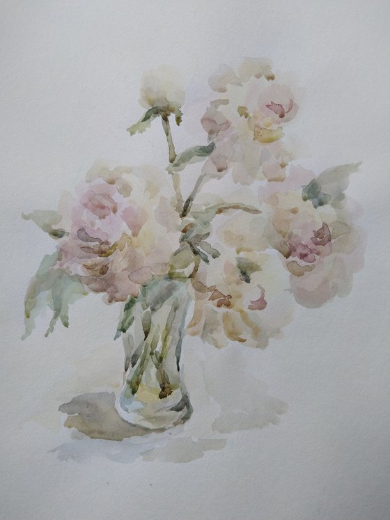 Peonies Original watercolour painting 2020