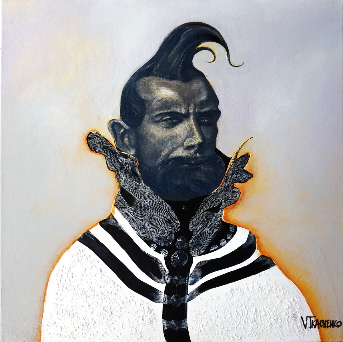 Organic Portrait Acrylic Painting By Victor Tkachenko, 20 X 20", Bloomer, Original Artwork