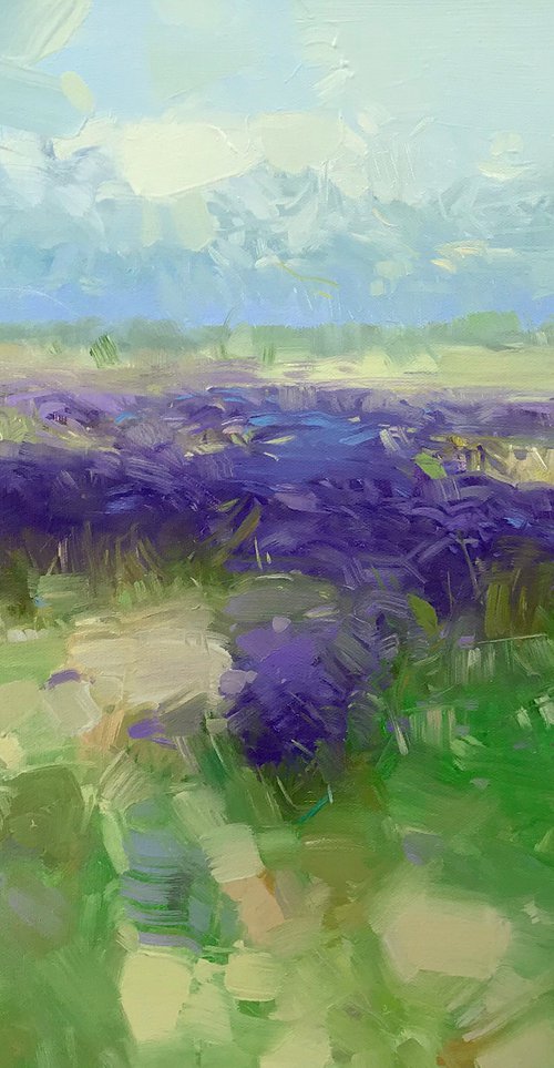 Field of Lavenders, Original oil painting, Handmade artwork, One of a kind by Vahe Yeremyan