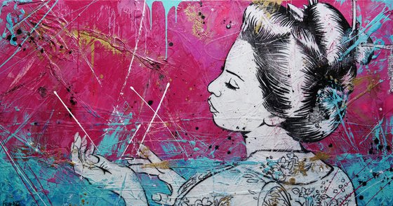 Musk 190cm x 100cm Sunset Geisha Textured Urban Pop Art