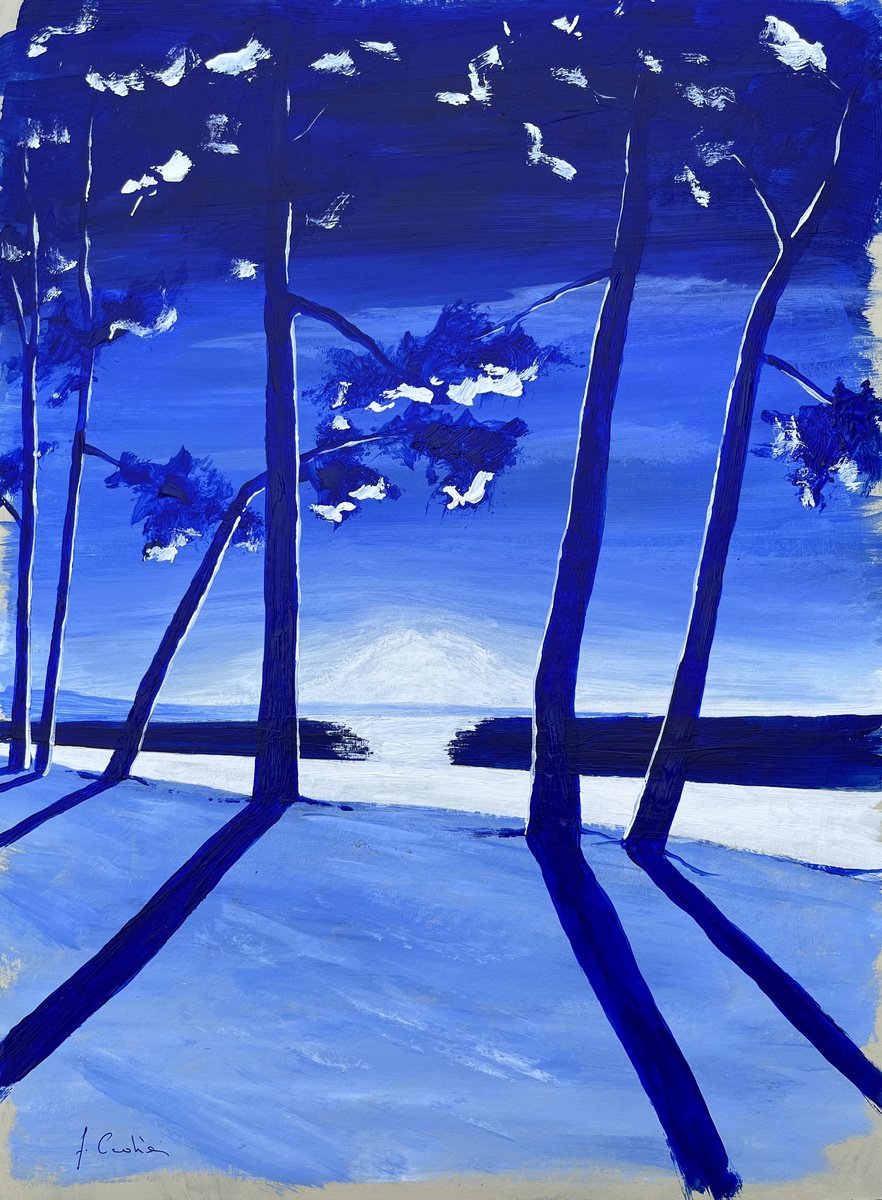 Acrylic Painting , 9:07 Ultramarine By Cadiou Frederic, 13 X 17, Artwork For Sale On Artfinder