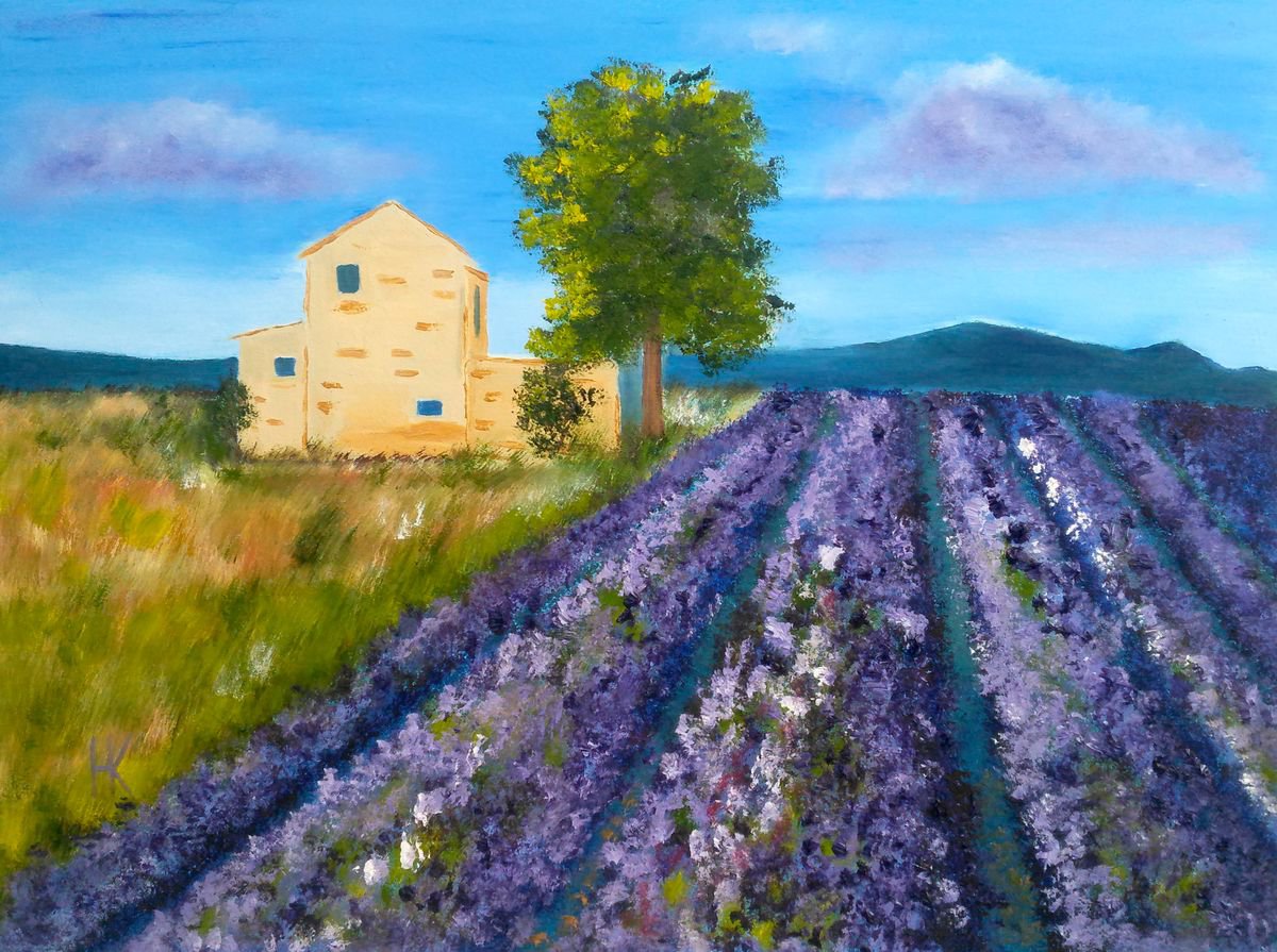 Lavender sky 40*30 cm\17*12\lavender landscape\provence landscape\lavender field by Halyna Kirichenko