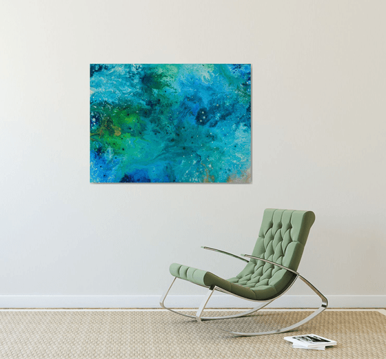 100x74cm. /"Green Symphony"original abstract painting, office art, home decor, gift idea, modern art.