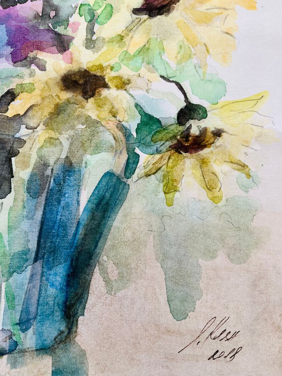 Bouquet. Original watercolour painting.