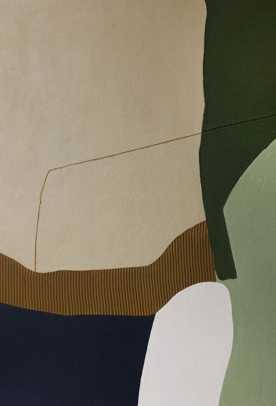 "Vista 2" Textured abstract navy green brown
