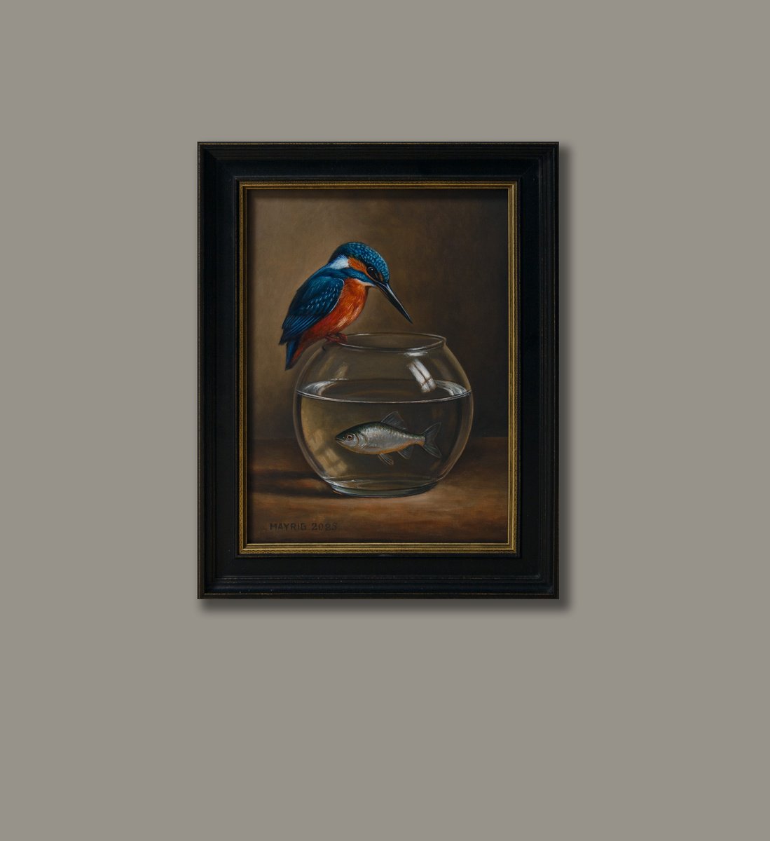Photorealistic Still Life Oil Painting By Mayrig Simonjan, 9 X 13", Easy Fishing, Original Artwork
