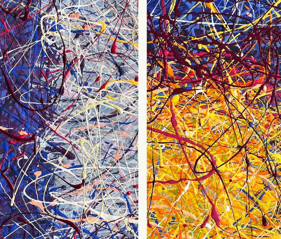 Blue Yellow Mark Rothko inspired Jackson pollock style Modern abstraction
