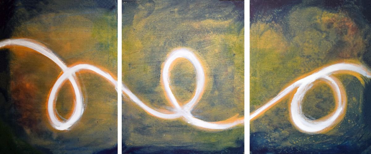 Abstract Acrylic Painting By Stuart Wright, 48 X 20", Astratto Oro, Original Artwork