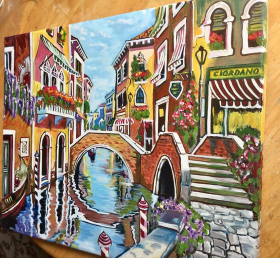 Venice. Canal bridge . Romantic  city of mirages. Gift idea .
