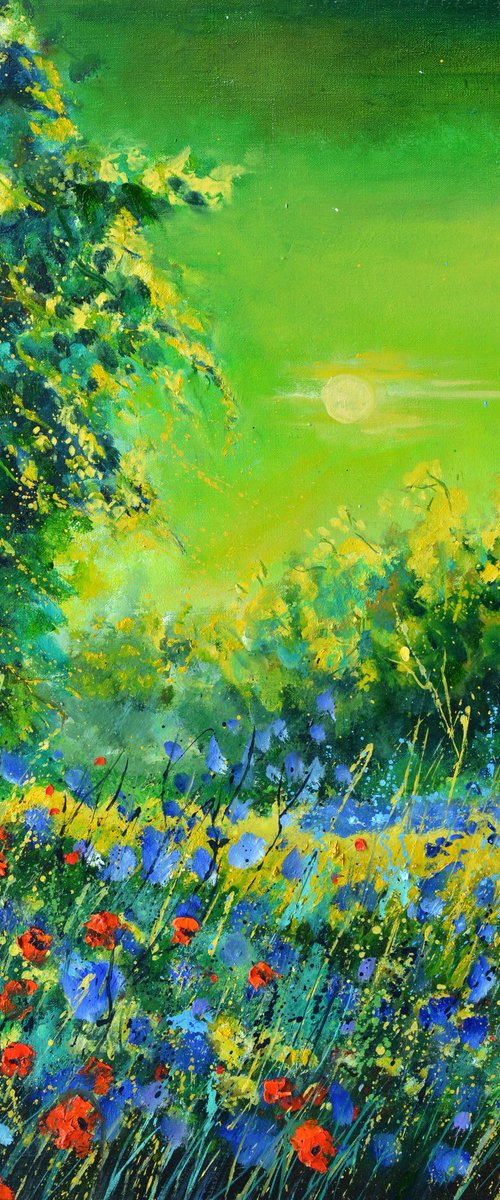Blue flowers in the rising sun by Pol Henry Ledent