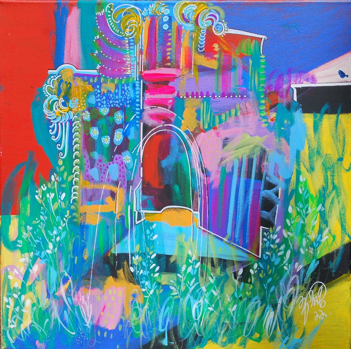 Abstract Landscape Acrylic Painting By Aasiri Wickremage, 20 X 20, Serinity, Original Artwork