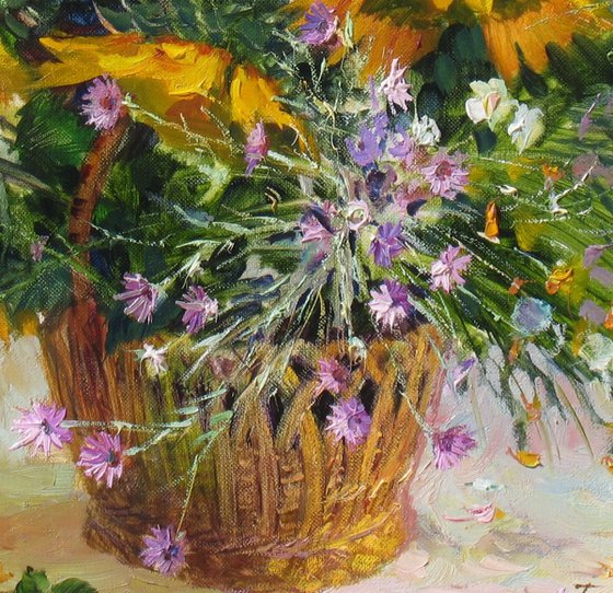 Wildflowers and sunflowers