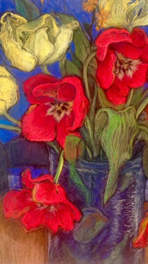 Yellow and red tulips Still life by Patricia Clements