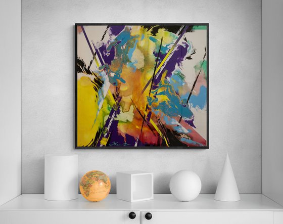 Abstract painting - "Purple Reflection" - Abstraction - Geometric - Space abstract - Big painting - Bright abstract