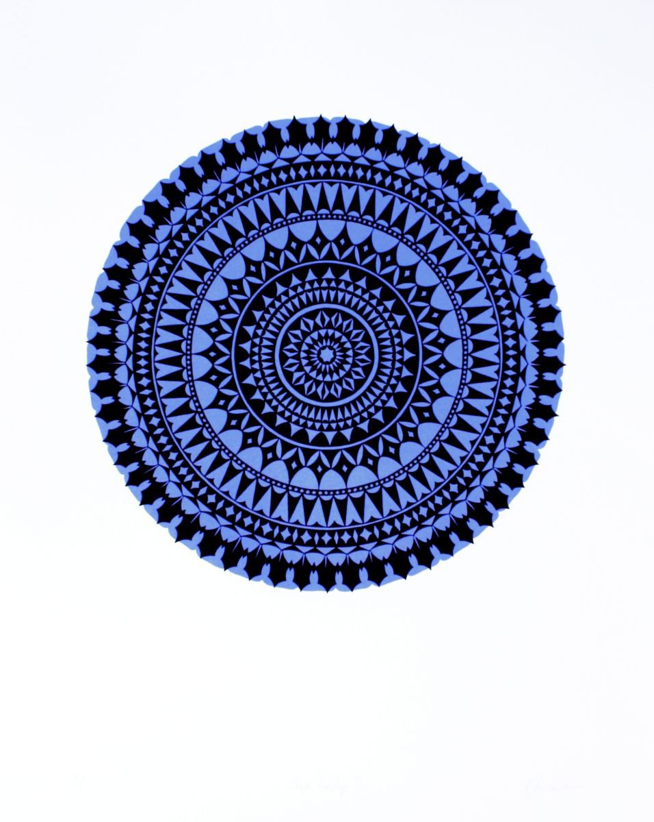 Geometric Botanical Screenprint By Kath Edwards, 16 X 20", Sea Holly 2, Original Artwork