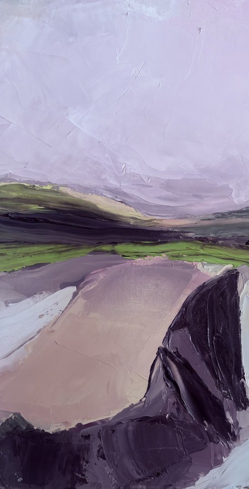 Silent abstract fields in Lavender and Earth by Daniela Nocito