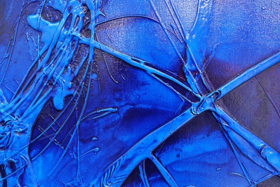 Inked Sapphire 270cm x 120cm Blue Abstract Art