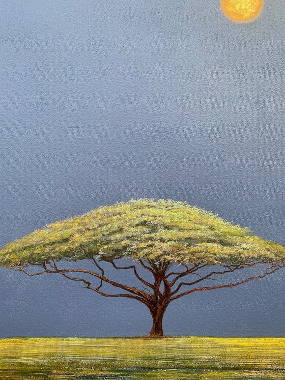 'Acacia Tree in a Surreal Landscape II" Large Oil Painting on Canvas