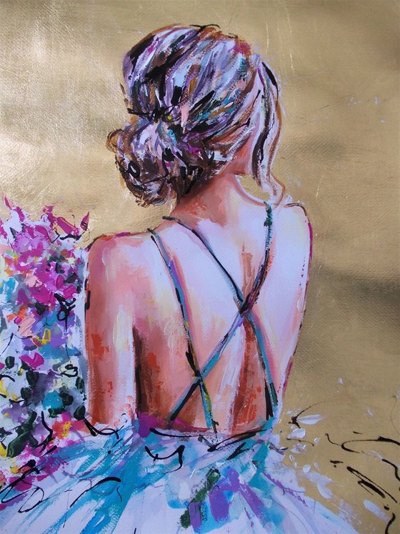 Heavenly Μoment -Ballerina-figurative Painting on Paper