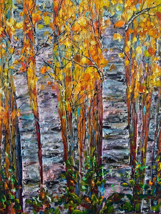 Birch Trees Impasto