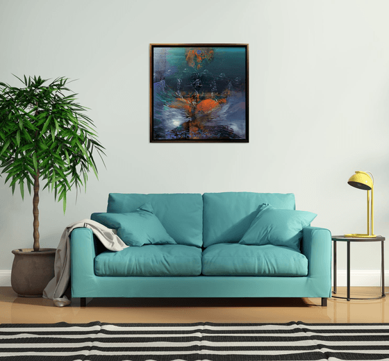 Large framed abstract storm study mindscape by master Ovidiu Kloska