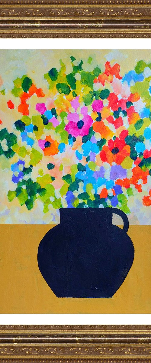 Spring Flowers in a Black Vase III by Jan Rippingham