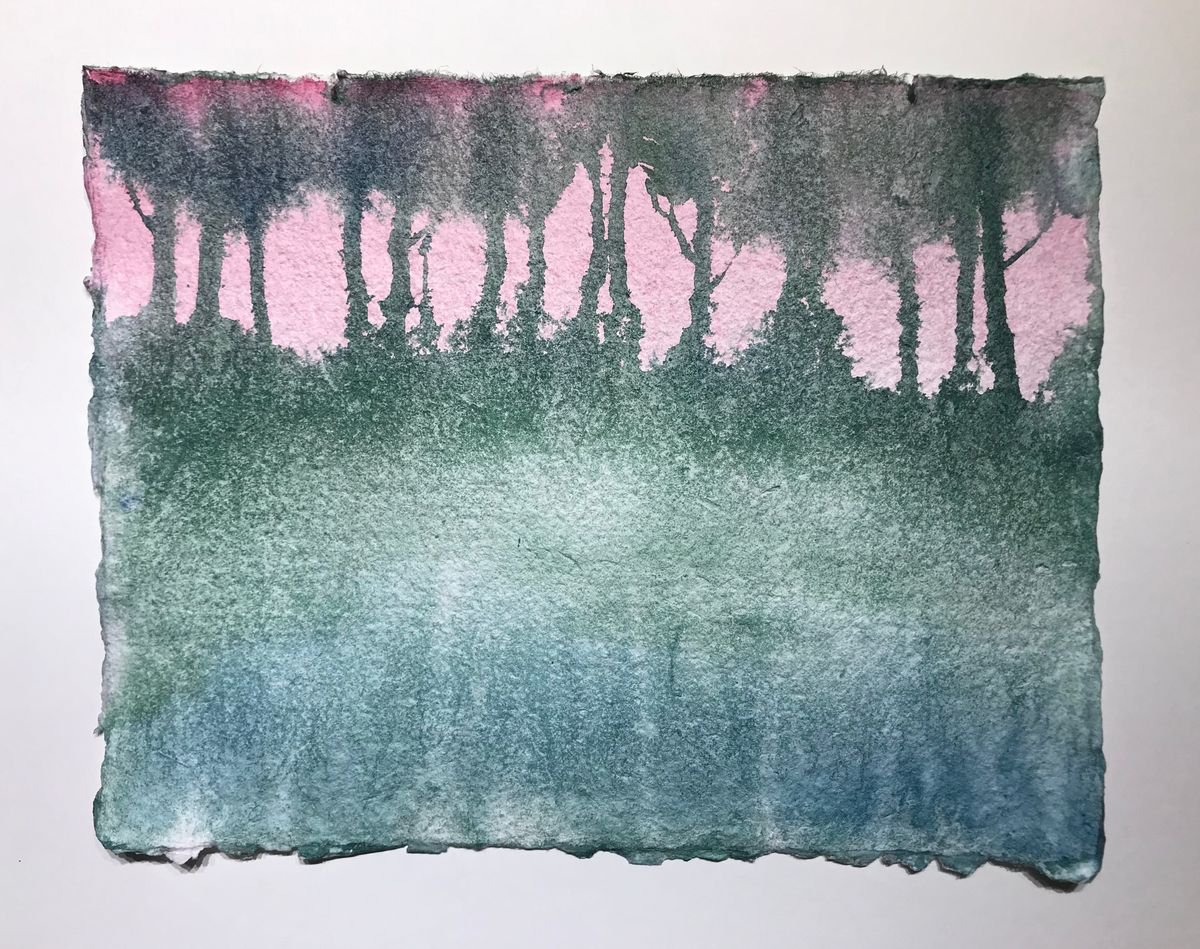 Watercolor landscape painting Trees 260820193 by Natalya Burgos