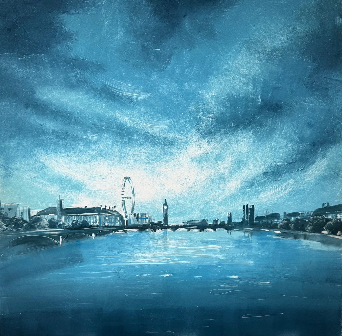Impressionistic Limited Edition Print , Evening Light, London By Rebecca Denton, 24 X 24, Artwork For Sale On Artfinder