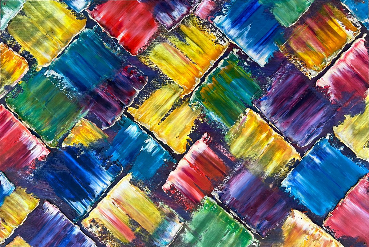 Expressive Abstract Oil Painting By Preston M. Smith (Pms), 38 X 26", "Stop Crowding Me", Original Artwork