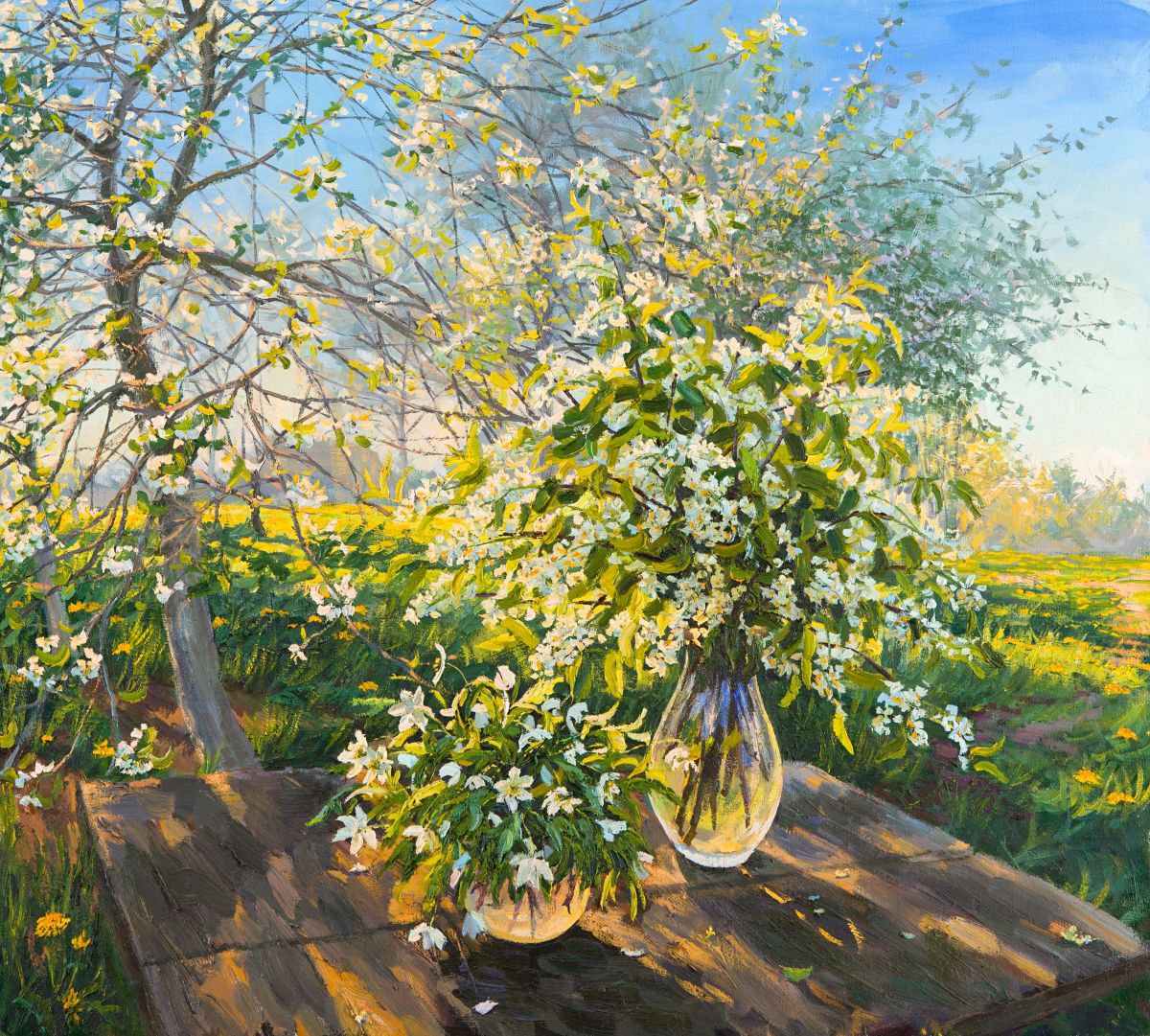 Still Life with Bird Cherry by Elena Barkhatkova