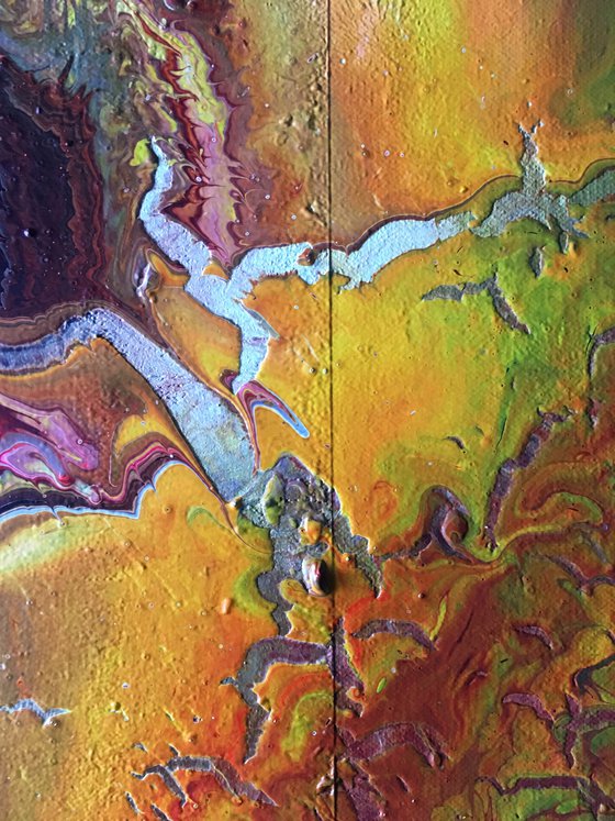 "Line In The Sand" - FREE USA SHIPPING - Original Abstract PMS Fluid Acrylic Painting - 36 x 18 inches