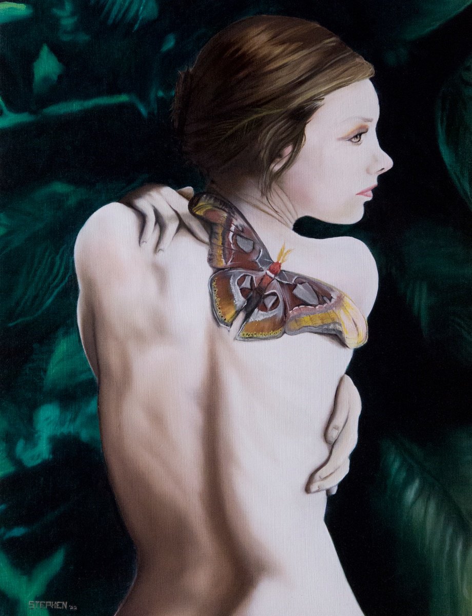 Surrealistic Portrait Oil Painting By Steven M. Curtis, 18 X 24", Interlude, Original Artwork