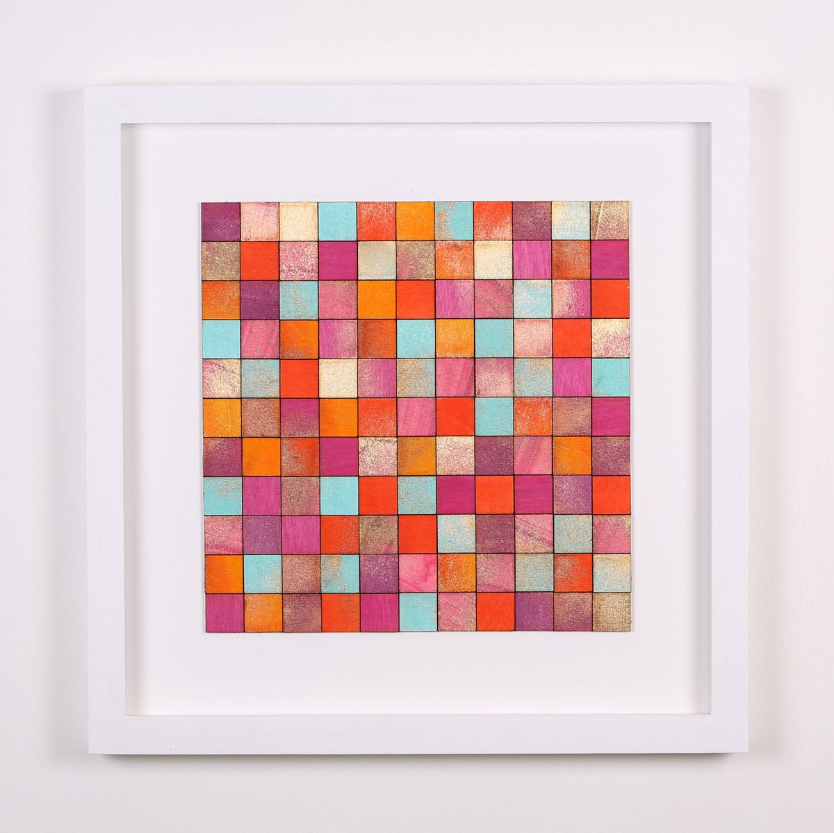 Orange, Pink & Gold Grid by Amelia Coward