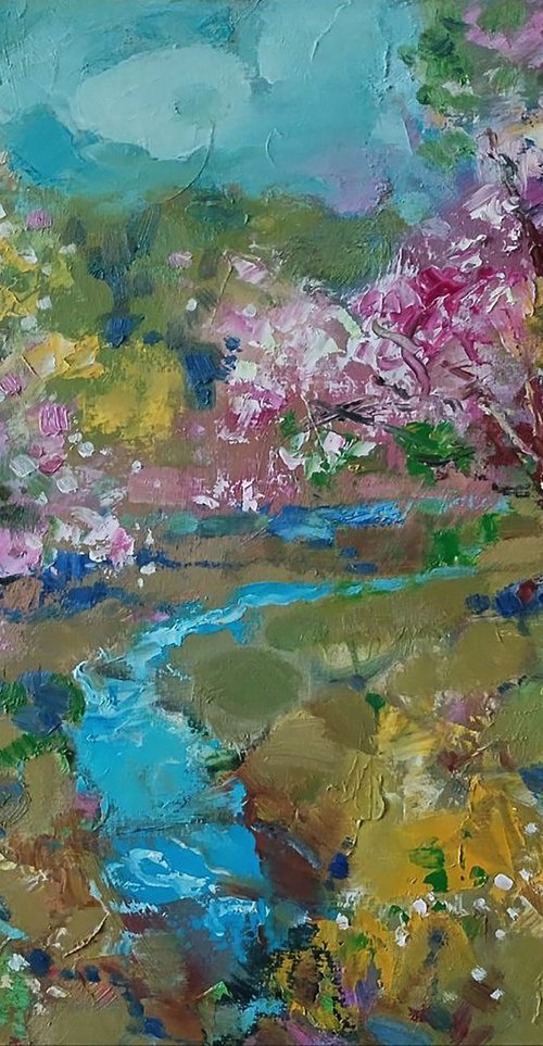 Spring Stream in the Forest by Anatolii Tarabаnov