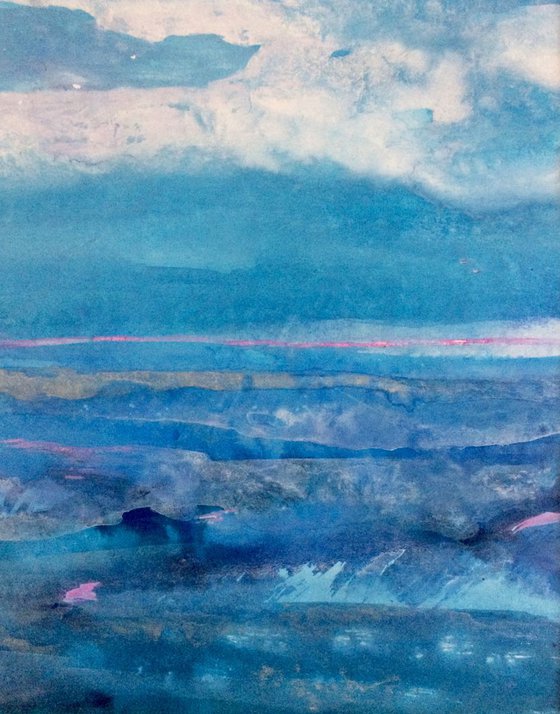 Pink Horizon I Watercolor