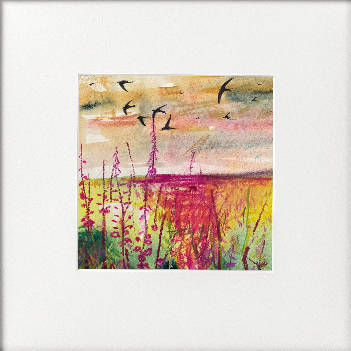 Impressionistic Landscape Watercolour By Teresa Tanner, 36 X 9", Seasonal Treescapes 3, Original Artwork