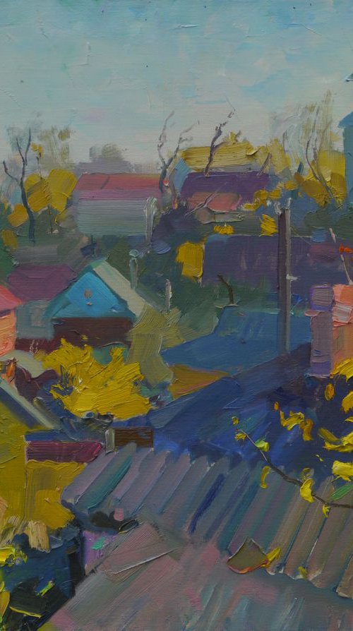 Roofs of Leskovitsa. Autumn by Victor Onyshchenko