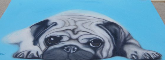 Pug Love ( oil on paper )