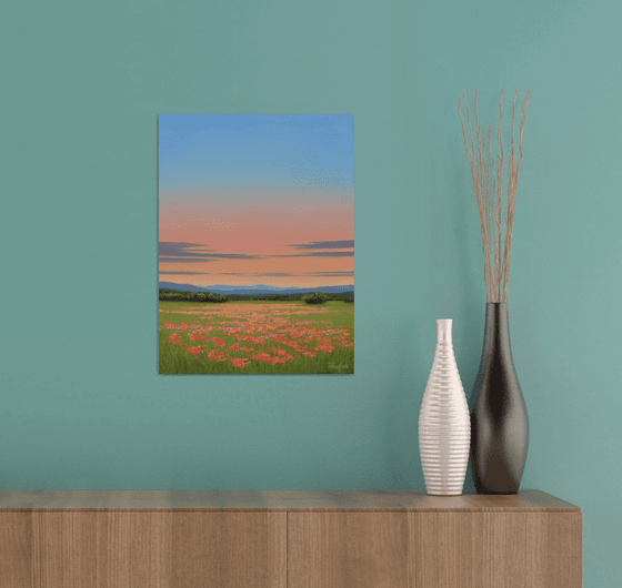 Sky Blush - Colorful Flower Field Landscape