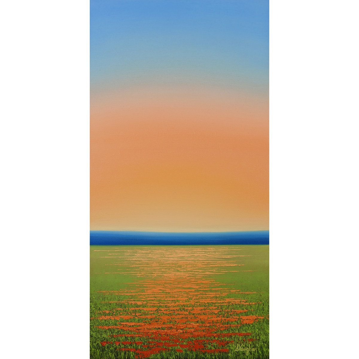 Impressionistic Landscape Oil Painting By Suzanne Vaughan, 12 X 24", Blooming Poppies -Flower Field, Original Artwork