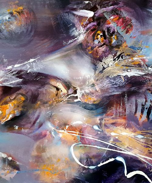 VERY LARGE MINDSCAPE DREAMSCAPE LANDSCAPE WITH A SHAPE OF LIGHT BIRD 140 CM by Kloska Ovidiu