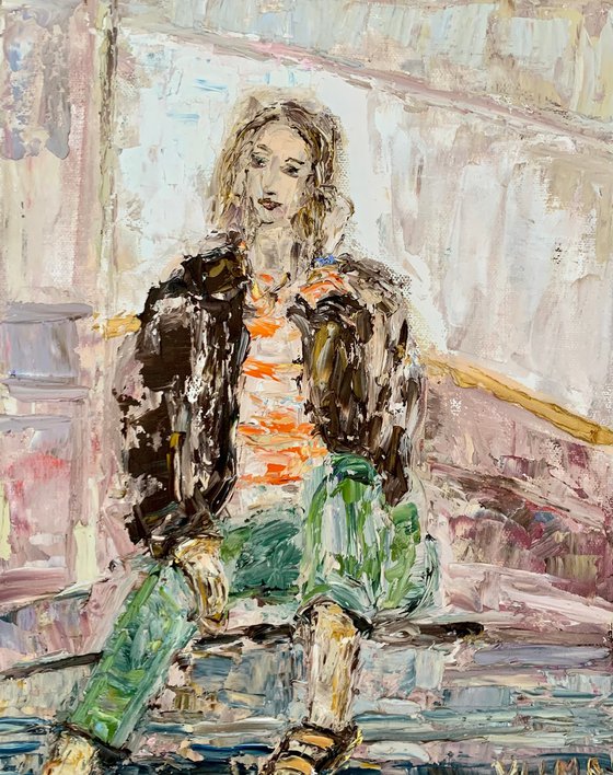 Seated young woman