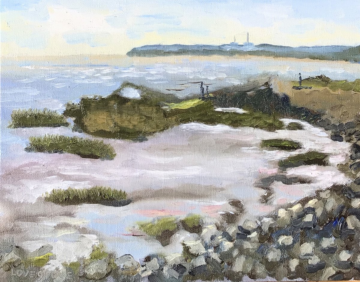 Impressionistic Landscape Oil Painting By Julian Lovegrove Art, 10 X 8", Low Tide At Pegwell Bay,, Original Artwork