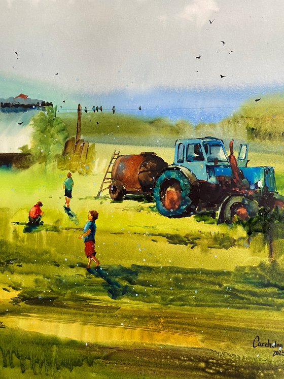 Sold Watercolor “Childhood games ", perfect gift