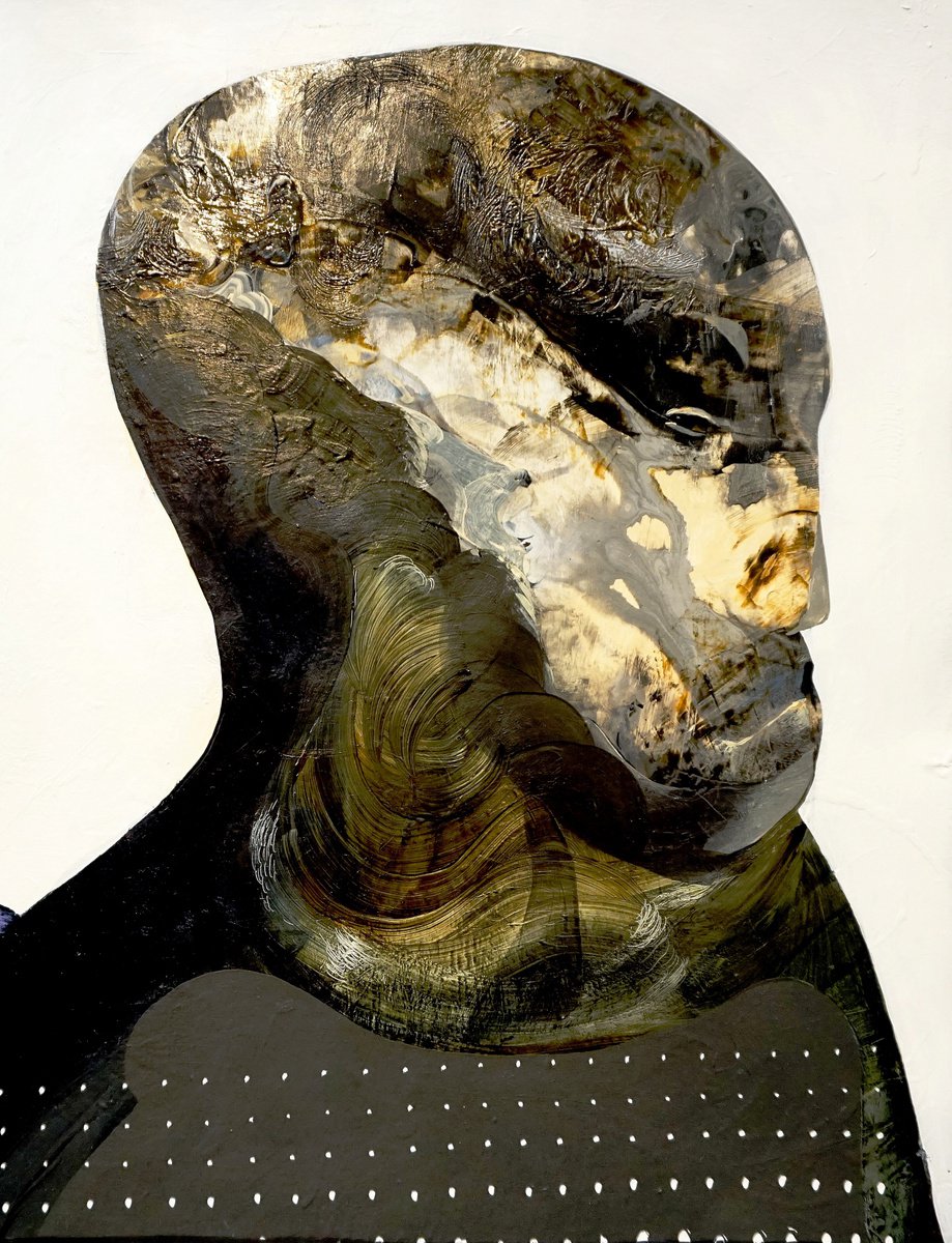 Organic Portrait Acrylic Painting By Victor Tkachenko, 16 X 20", Reloading, Original Artwork