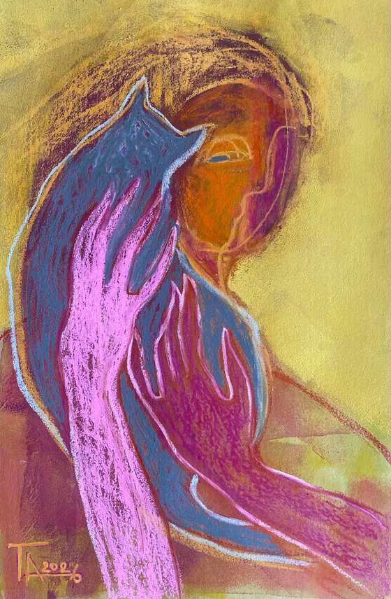 Portrait with a cat.